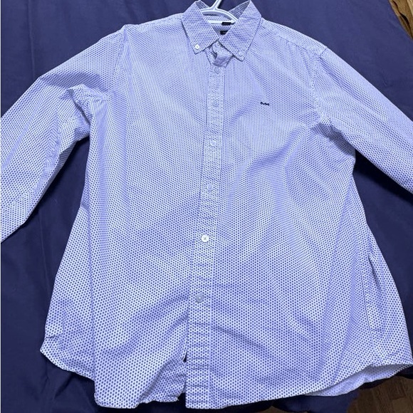 White dress shirts with little navy M all over - Picture 1 of 2